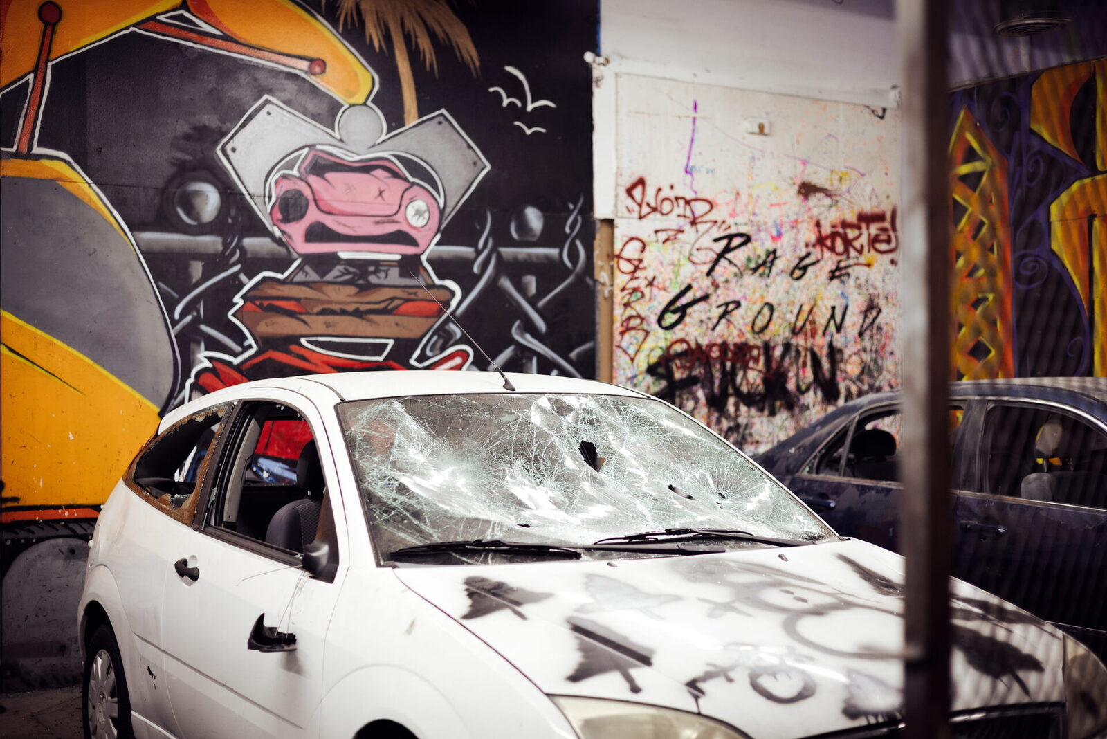 The car smash room at Rage Ground